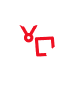Deux silhouettes blanches sur fond noir : l'une salue avec un V rouge sur la poitrine, l'autre consulte avec un carré rouge.